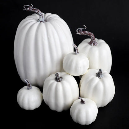 7pcs Halloween Simulation Pumpkin Decor Outdoor Orange Foam Plastic Artificial Pumpkin  Home Table Festival Atmosphere Decor
