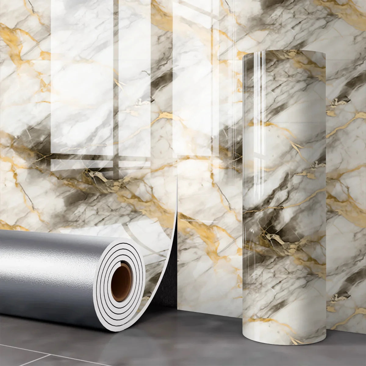 Peel and Stick Marble Effect Wallpaper Waterproof Gilded Material for Home Interior Upgrade and Kitchen TV Wall Decoration