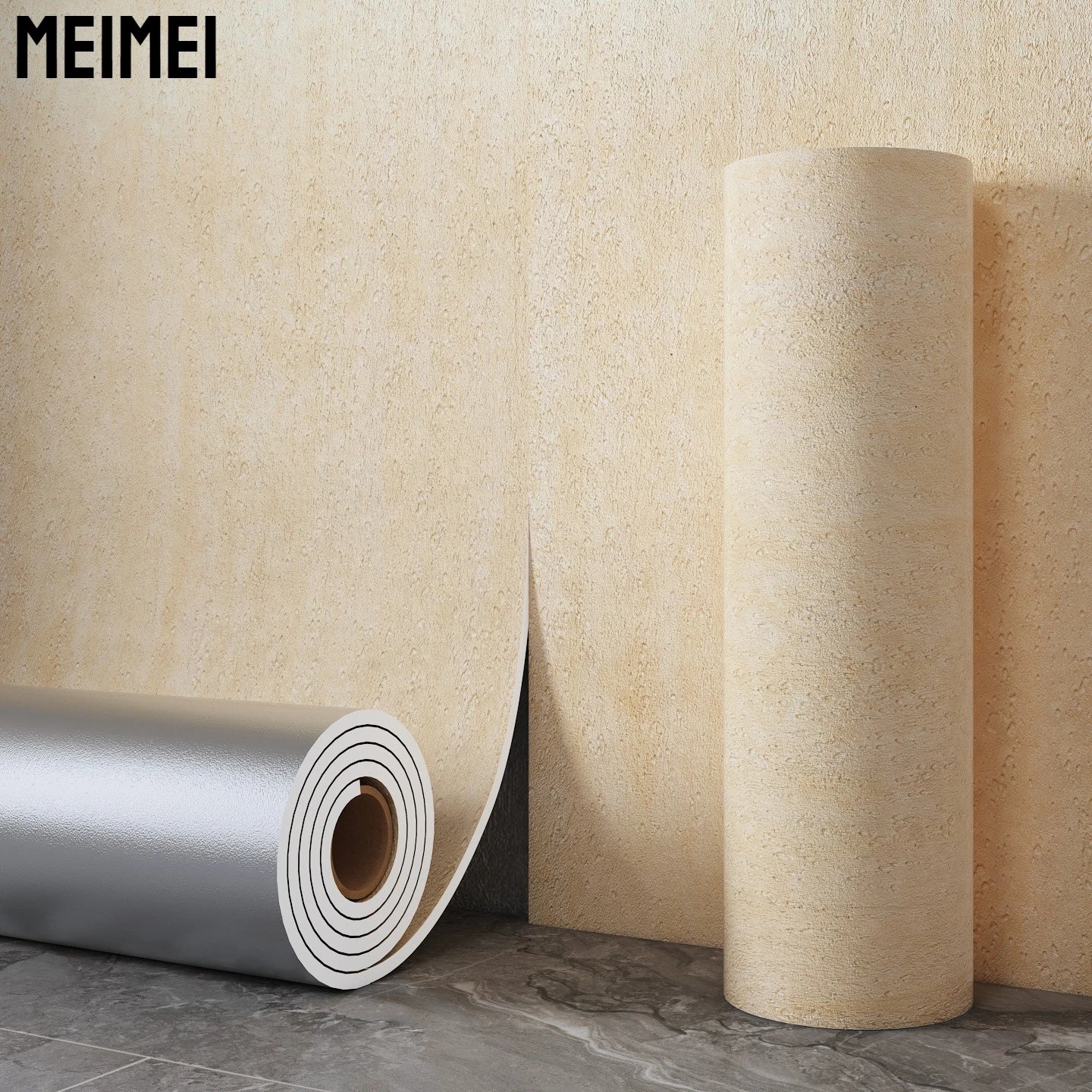 Stone Textured Imitation Roman Travertine Slate Wallpaper Self Adhesive Thickened Stretchable Flexible Wall Sticker Decoration.