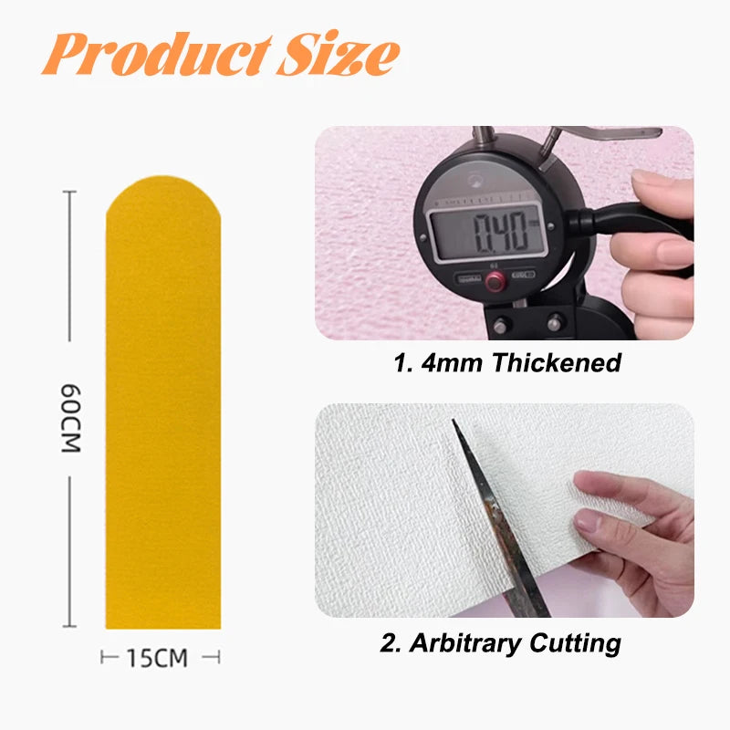 New Self-adhesive Anti-collision Wall Sticker Moisture Resistant Wallpaper Soft Solid Color Cushion For Kindergarten Home Hotel