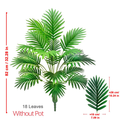 Areca Palm Fake Plant Tree with Pot, Plastic Green Artificial Bonsai for Home Room Indoor Outdoor Garden Office Party Decor