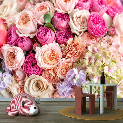 20+ Girly Wallpaper for Living Room Natural Floral Pink Rose Background, Self Adhesive Optional, Walls Art Bed Home Decor Mural