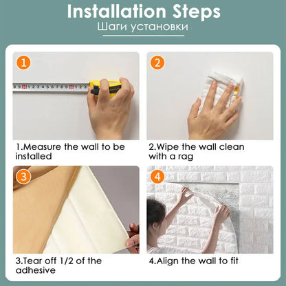 70x38cm Self adhesive Waterproof TV Background Brick Wallpapers 3D Wall Sticker Living Room Wallpaper Mural Bedroom Decorative
