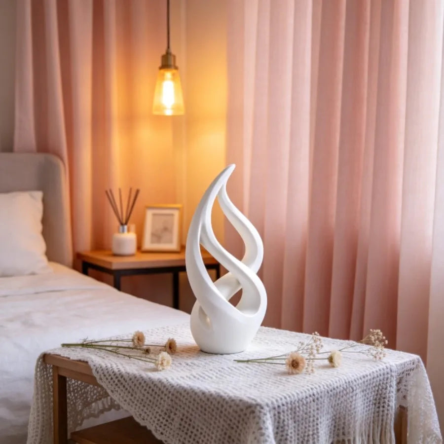 Printed light luxury art abstract sculpture, made of plastic in black and white, is the perfect decorative item for bedrooms, vi