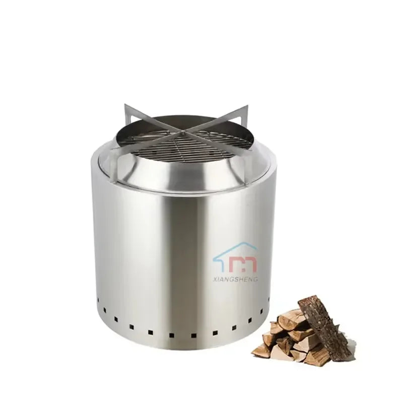 Portable Outdoor Camping Firewood Boiling Grill Stainless Steel Smokeless Fire Pits Stove Fire Barrel