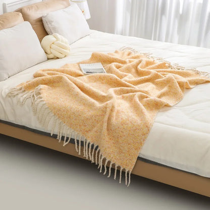 Ins Colorful Sofa Blanket with Tassels 130X190Cm Multifunctional Shawl Blankets for Office Soft Bed End Towel of Homestay Hotel