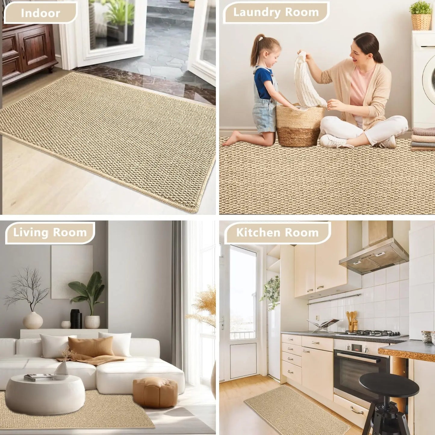 Front Door Mat Outside Entrance Welcome Mat Outdoor Indoor Entryway Rug Dirt Trap Non-Slip Washable Low Profile Doormat