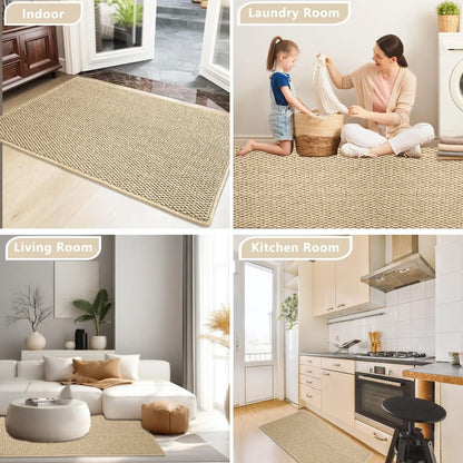 Front Door Mat Outside Entrance Welcome Mat Outdoor Indoor Entryway Rug Dirt Trap Non-Slip Washable Low Profile Doormat