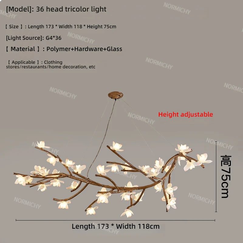 Living Room Lamp Creative Lotus Restaurant Lamp Wabi Sabi Style Zen Tea Room Homestay Decoration Tree Branch Pendant Light
