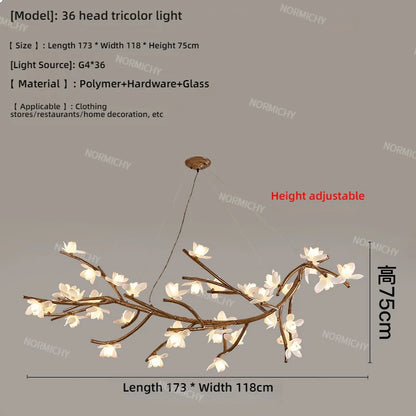 Living Room Lamp Creative Lotus Restaurant Lamp Wabi Sabi Style Zen Tea Room Homestay Decoration Tree Branch Pendant Light