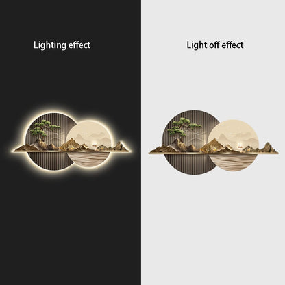 Light Luxury Living Room Painting New Led Light Mural Room Decoration Wall Lamp Living Room Home Interior Art Mural Accessories
