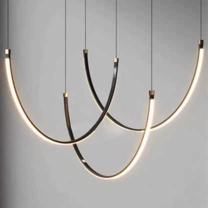 Living Room Study Modern New Lines U Shaped Designer Restaurant Exhibition Hall Chandelier LED Industrial Wind Belt Creativity