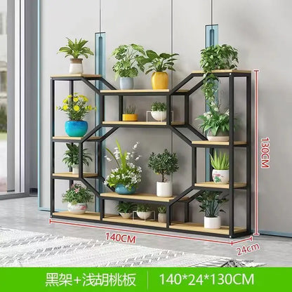 Flower Rack Indoor Living Room Floor-to-ceiling Multi-layer Flower Rack Balcony Wrought Iron Flower Pot Hanger Office Partition