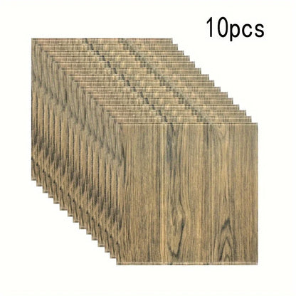 10pcs Wood Grain Wallpaper Panels Peel and Stick for Interior Wall Decor Self-Adhesive Foam Wall for TV Background Walls Bedroom