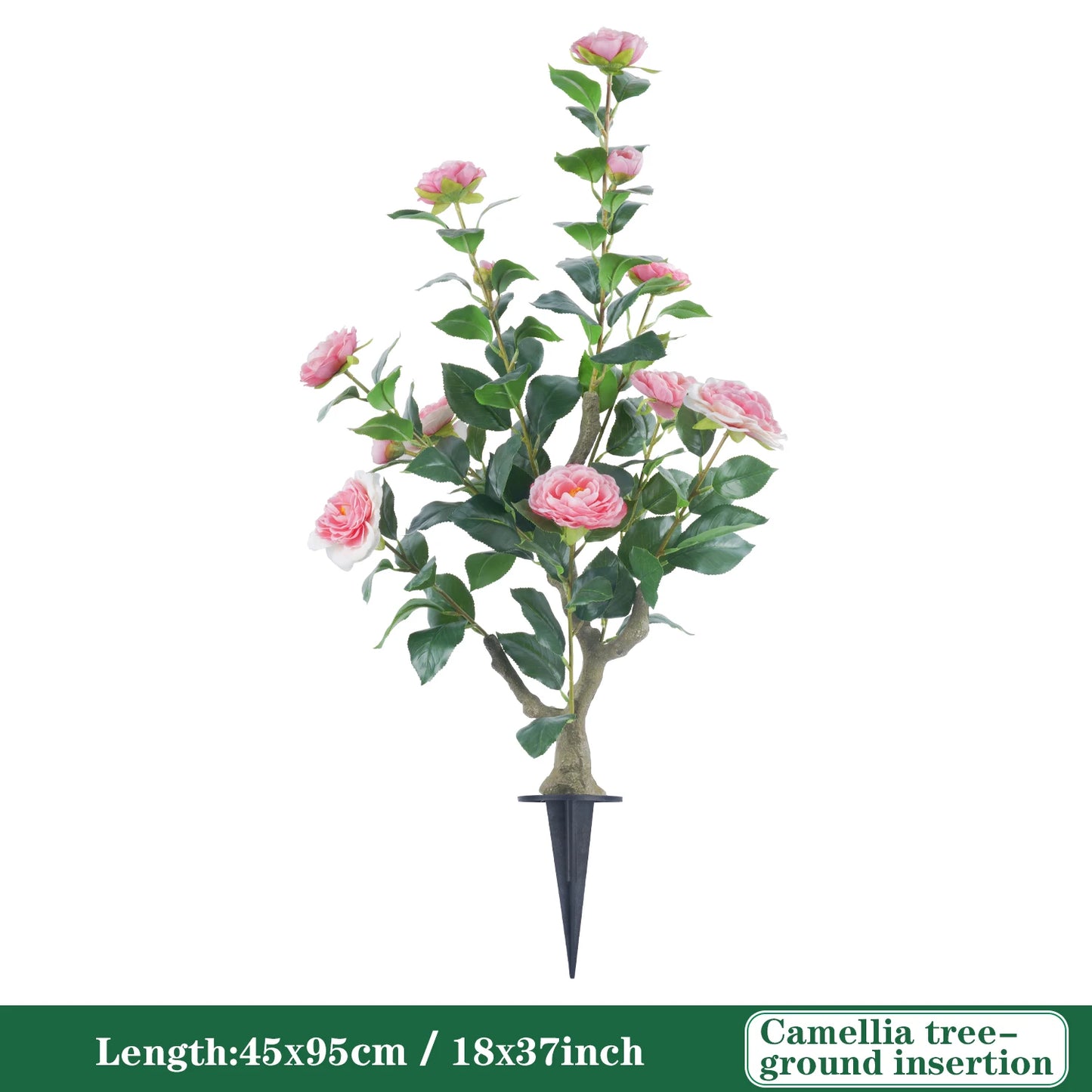 85cm Camellia Topiary Tree with Pot/Spike Realistic Fake Flower Plant Indoor Outdoor Faux Bonsai for Home Garden Office Decor