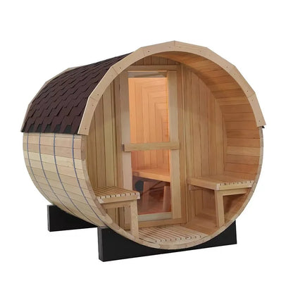 Customized Traditional Cedar Wood Outdoor Dome Sauna, Dry Steam Solid Wood Sauna Room for Backyard Garden Leisure
