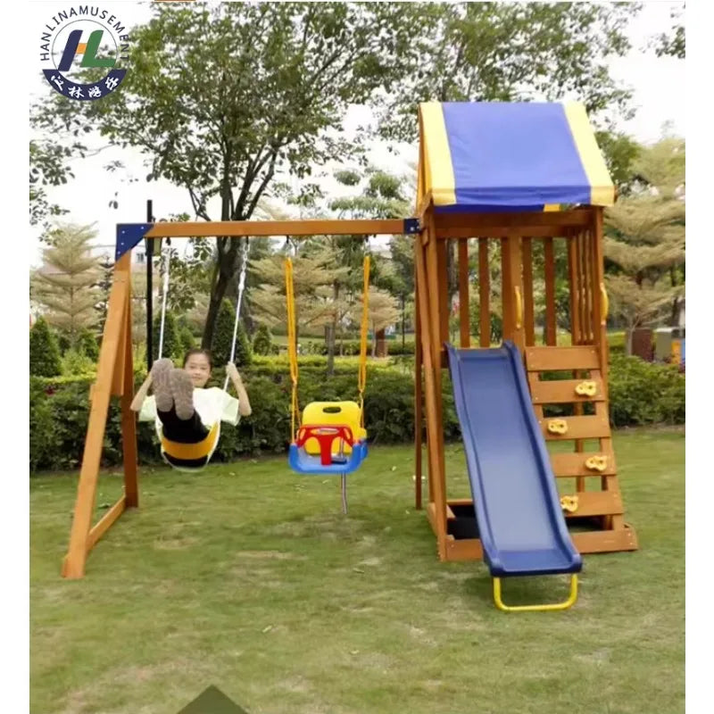 Factory Original Outdoor Wood Playhouse for Kids Kids' Outdoor Amusement Equipment-Wooden Playhouse