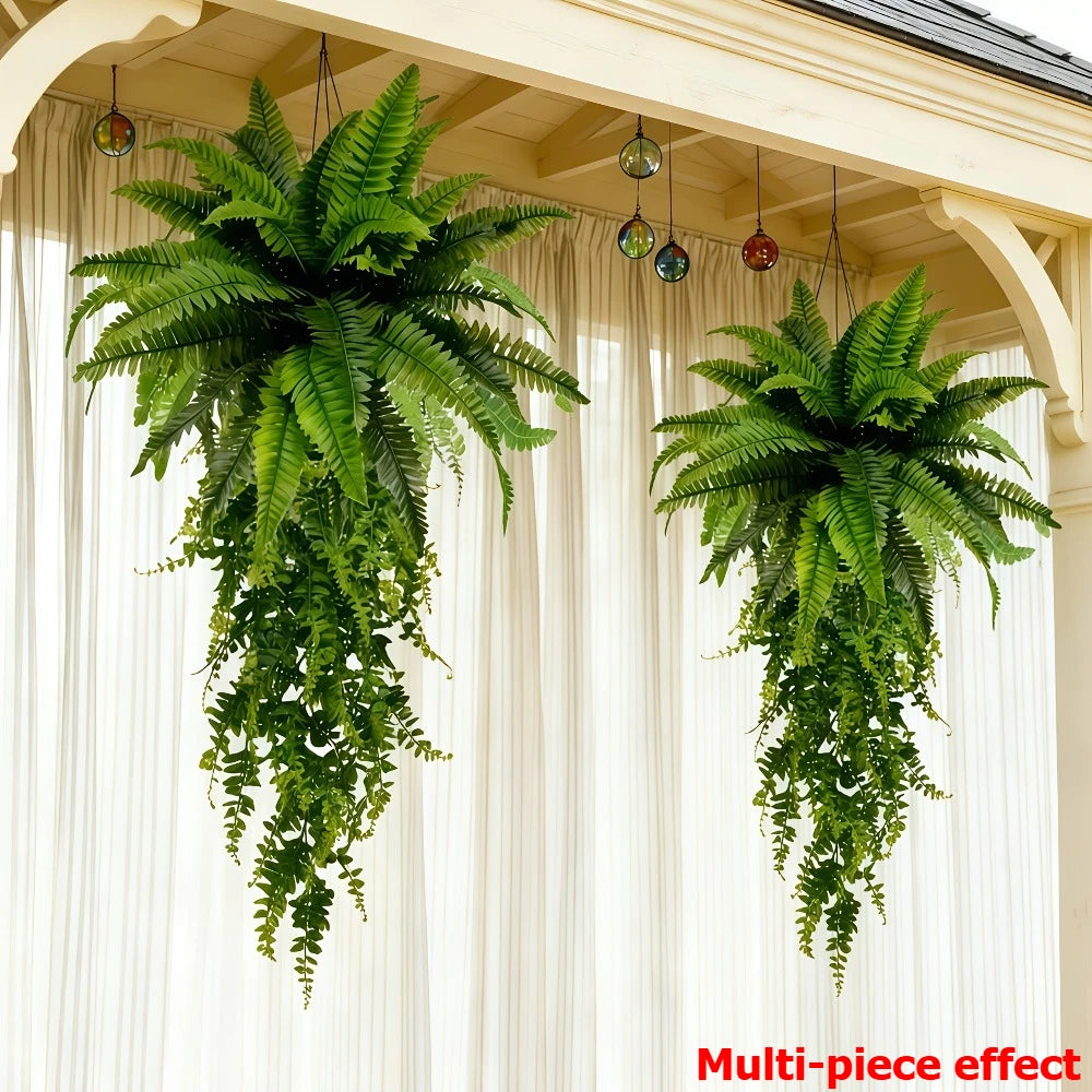 5PC Artificial Boston Fern&Hanging Plants Outdoor/Indoor Low-Maintenance Fake Foliage Suitable for Weddings, Garden, Patio Decor