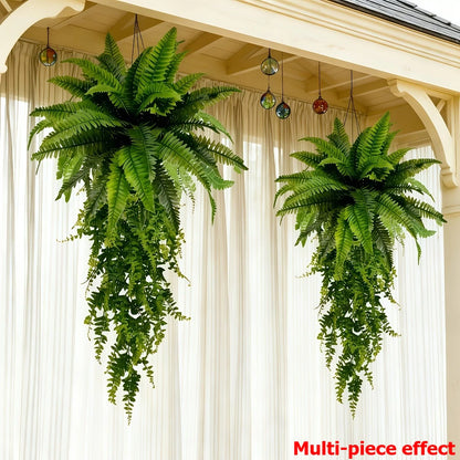 5PC Artificial Boston Fern&Hanging Plants Outdoor/Indoor Low-Maintenance Fake Foliage Suitable for Weddings, Garden, Patio Decor