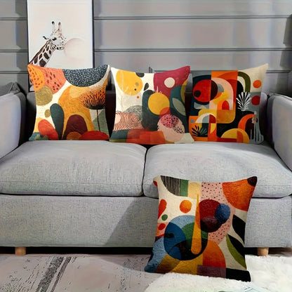 4-piece Modern Abstract Geometric Throw Pillow Covers Soft Fabric Suitable for Sofa Bed Ca Machine Washable Insert Not Included
