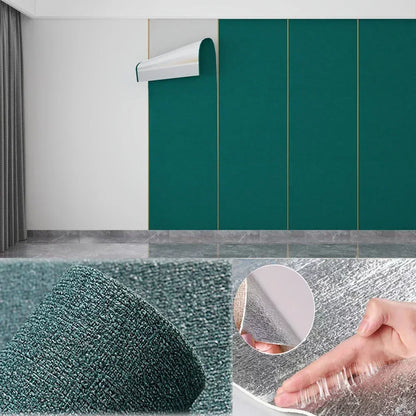 Self Adhesive 3D Linen Texture Wallpaper Moisture Proof Thickened Wall Stickers Panels for Living Room Bedroom Home Decor