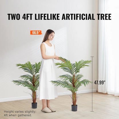 SucceBuy Artificial Palm Tree 4/5/6 FT Faux Plant Secure PE Material & Anti-Tip Tilt Protection Low-Maintenance Plant for Home