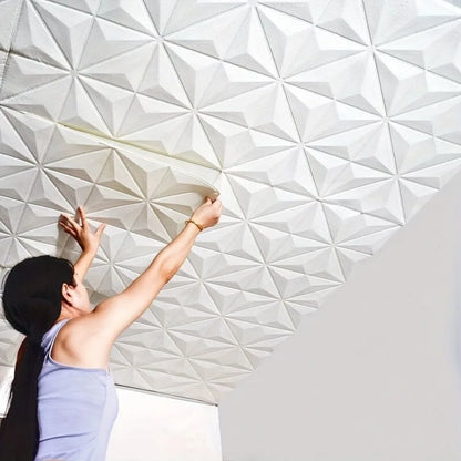 35*35cm 3D Foam Ceiling Waterproof Anti-collision Wall Stickers Peel and Stick Self-adhesive Background Wallpaper Bed Room Decor