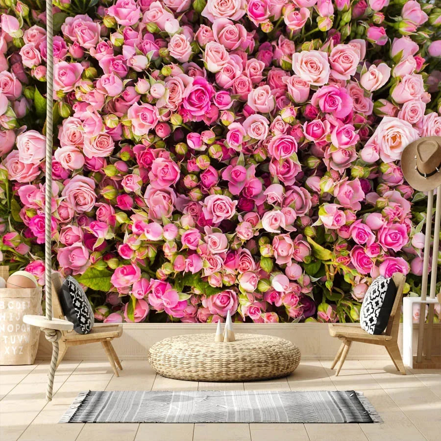 20+ Girly Wallpaper for Living Room Natural Floral Pink Rose Background, Self Adhesive Optional, Walls Art Bed Home Decor Mural