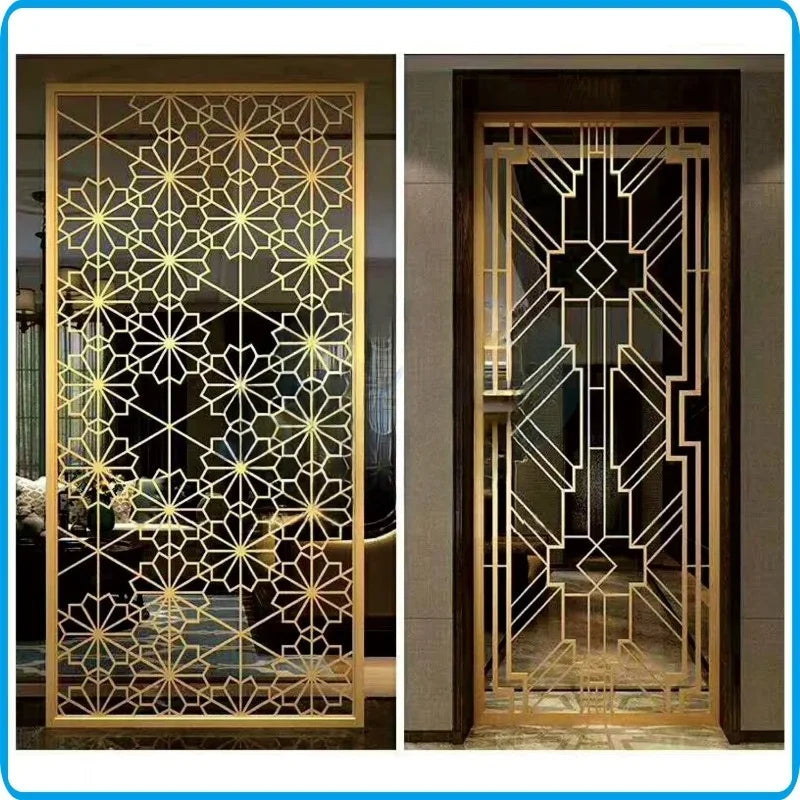 Modern Chinese metal room partition color decoration stainless steel cutting screen partition