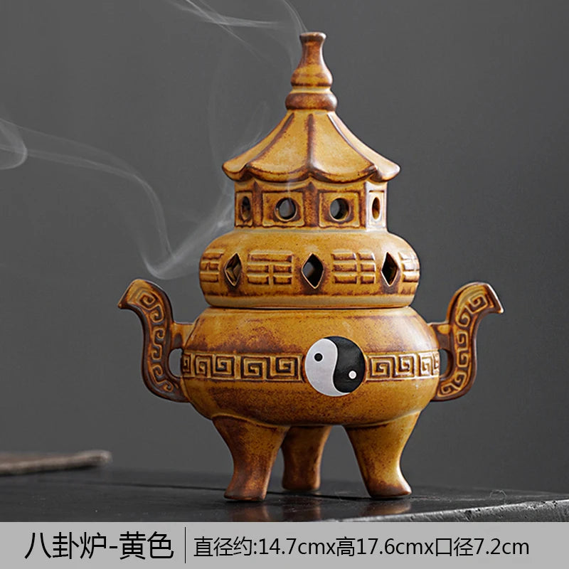 Tall Tai Chi Eight Trigu Stove Living Room Decoration Creative Home Indoor Plate Incense Burner Ceramic Incense Burner