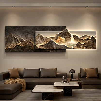 Modern Living Room Decoration Painting Led Luxury Sofa Background Wall Painting Lamp Landscape Luster Hanging Home Appliance