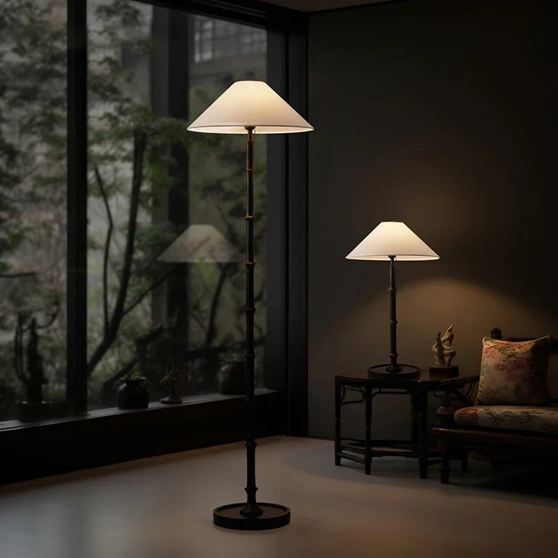 Wabi-Sabi Style Retro Bamboo Floor Lamps New Chinese Living Room Sofa Side Standing Table Lights Lighting Bedroom Bedside Lamp