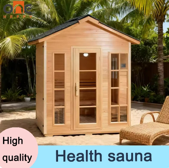 Outdoor Sauna Rest Area Solid Wooden House Prefabricated Natural Cedar Square Sauna Room For Home Garden Relax Space