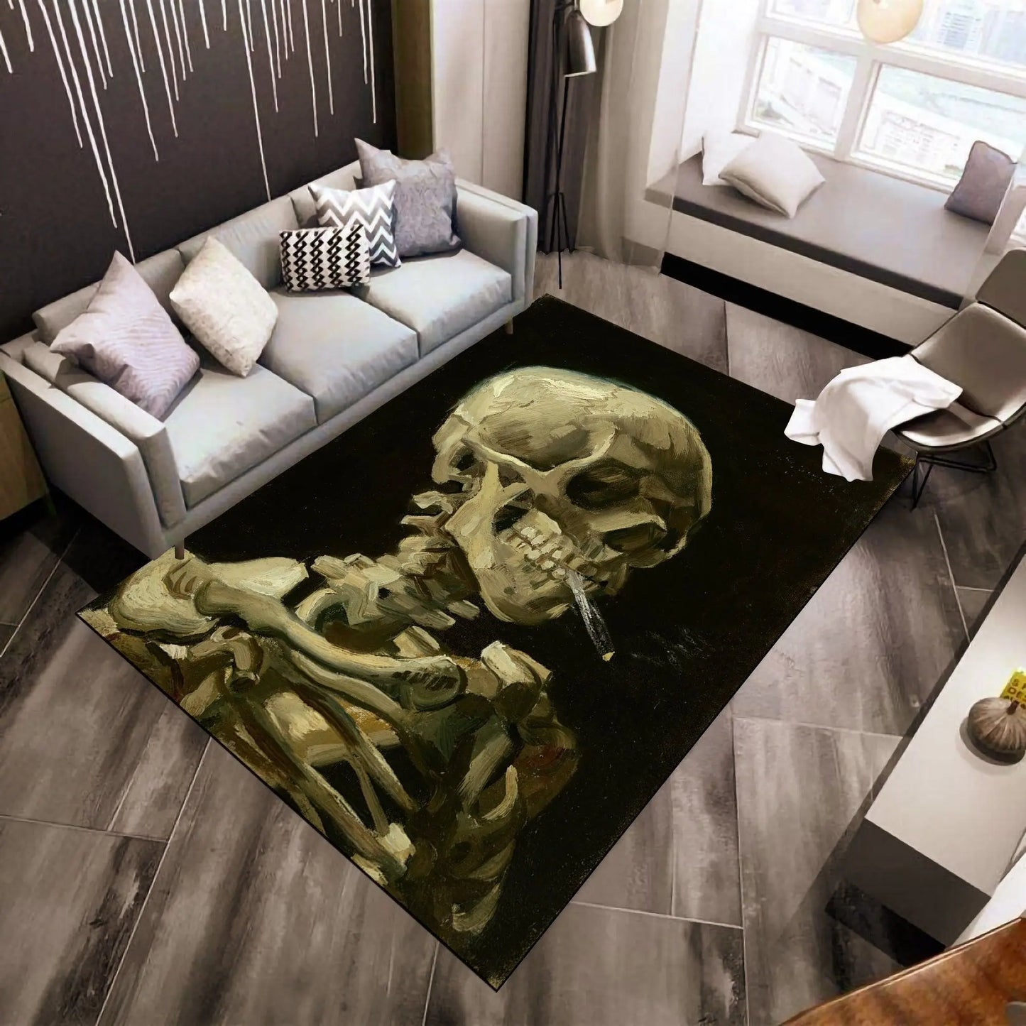 Skull Print Carpet Fire Pit Skeleton 2D Printed Door Mat Living Room Bedroom Home Decor Carpet