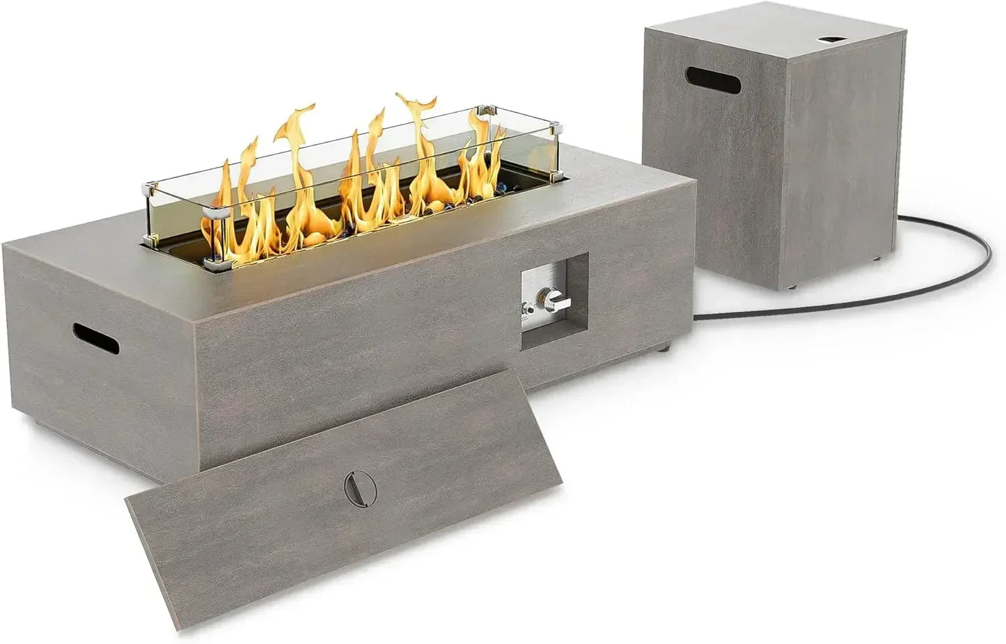 （XMSJ-Hot）Outdoor Fire Pit Table Propane Gas Fire pits Outdoor Fireplaces 42″ Rectangular Firepit Table,50,000BTU Table Patio Se