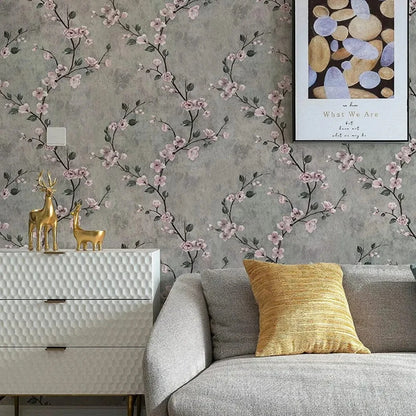 1/3/5/10mFloral Wallpaper Grey Peel and Stick Wallpaper Flower Self Adhesive  Wall Paper Roll Removable Contact Paper Decorative