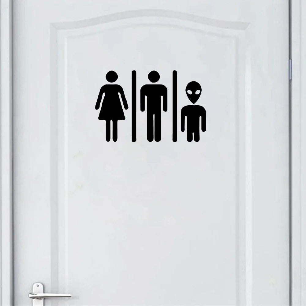 1 pc Cartoon Style Toilet and WC wallpaper Waterproof Wall Stickers Home Decor For washroom bathroom door Vinyl Art Decal