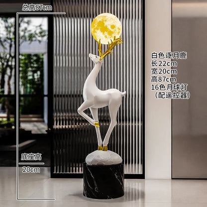 Home Decor Luminous Deer Statue Large Floor Decoration Nordic Style Living Room Animal Sculpture Art Ornament Housewarming Gift
