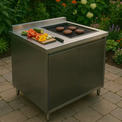 Modern Stainless Steel Cabinet Weatherproof Outdoor & Apartment BBQ Kitchen Design