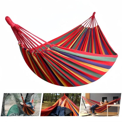 Outdoor Canvas Hammock - Portable Outdoor/Indoor Rope Double-Person Hammock - Durable and Sturdy - Suitable for Camping Use