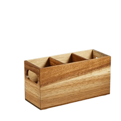 Kitchen Tools Wooden Utensil Organizer 3 Compartment Space Saving Storage Rack Durable Rustic Cutlery Holder Kitchen