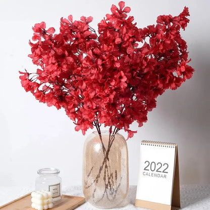 2/3Pack Large Artificial Cherry Blossom Plants | 95cm Realistic Red Flowers with Long Stems, Suitable for Indoor/Outdoor Decor