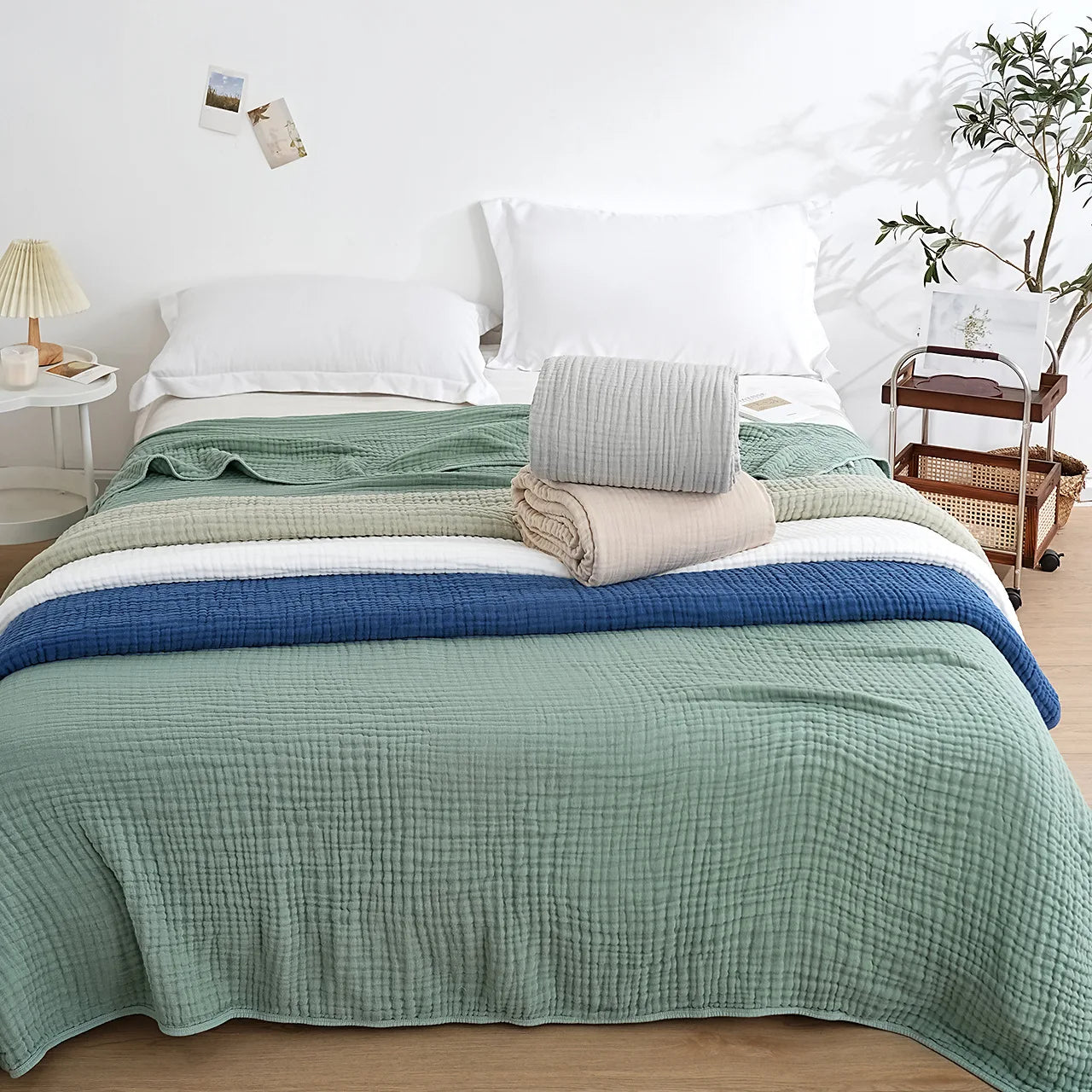 Plain Cotton Blanket Pure Cotton Plain Weave Fabric Waffle Quilt Adult Towel Six-layer Gauze Cover Blanket for All Seasons Sheet