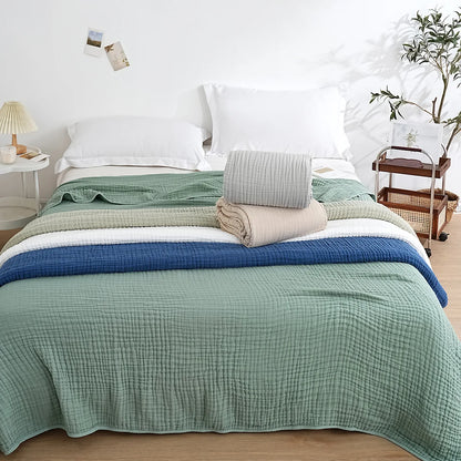 Plain Cotton Blanket Pure Cotton Plain Weave Fabric Waffle Quilt Adult Towel Six-layer Gauze Cover Blanket for All Seasons Sheet