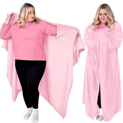 Cozy Flannel Winter Wearable Blanket Thickened Sofa Throw Blanket Washable Soft Leisure Blanket Winter