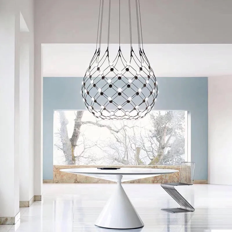 Italian villa living room chandelier empty designer soft lighting duplex building