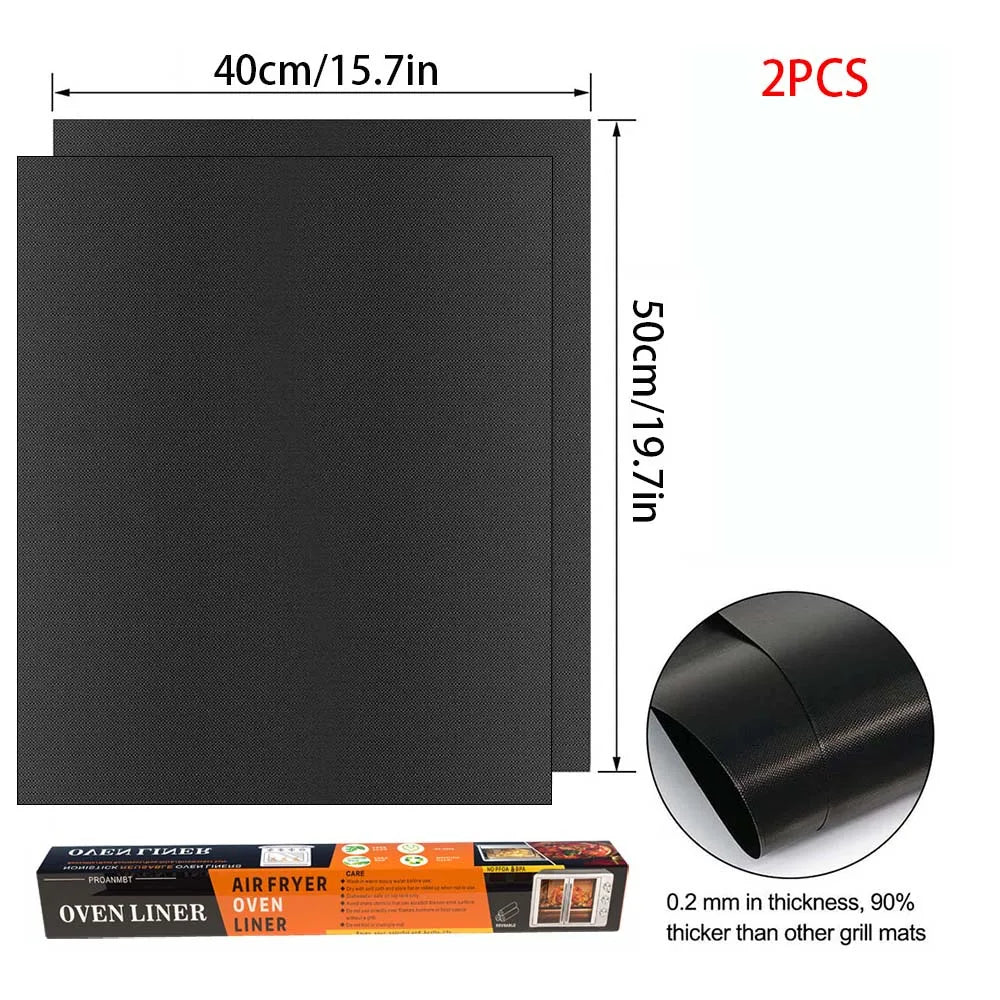 BBQ Grill Mat Non-stick Reusable Heat Resistant Extra Thick Pad Oven Liners Baking Mats Easy Clean Kitchen Outdoor Barbecue Tool
