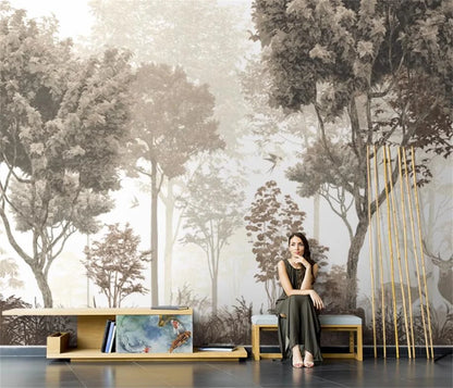 custom European landscape wallpapers oil painting TV background American retro restaurant wallpaper living room big tree mural