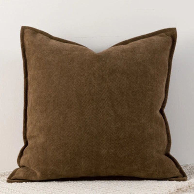 Cozy Solid Chenille Throw Pillow Covers - Nordic Design, 45x45/50x50/60x60/65x65cm, Ideal for Living Room & Bedroom Decor