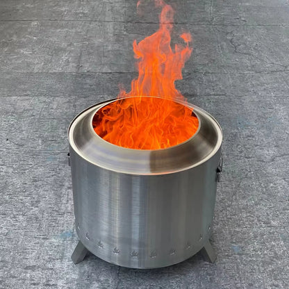 Outdoor Stainless Steel Bonfires Brazier Smokeless Stove Charcoal Portable Camping Fire Pit Wood Burning Lightweight Fireplace